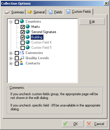 Document Options: Custom Fields