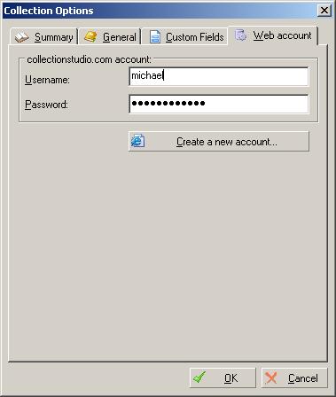 Remote Web Account tab