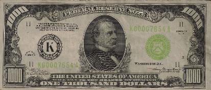 Grover Cleveland (22nd and 24th President) is on the $1,000